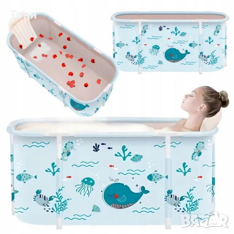 Сгъваема преносима вана XXL с възглавница и топлоизолация – Комфорт и удобство в малката баня, снимка 3 - Душ кабини и вани - 52862634