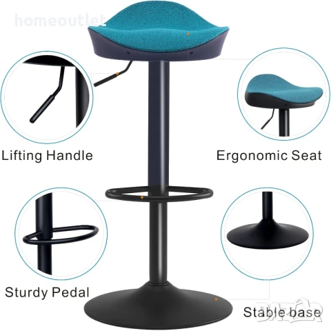 Комплект бар столове – EUYY102-KS-1919BK-TL – 2бр, снимка 3 - Столове - 51105965