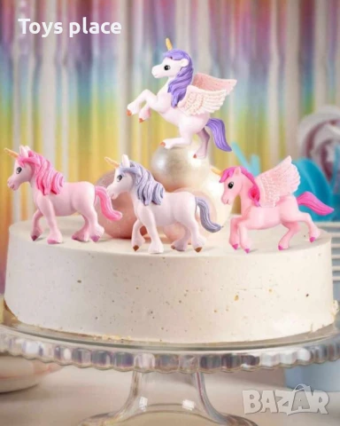 Комплект фигурки за торта еднорог, пластмасови фигурки , снимка 7 - Фигурки - 50723037
