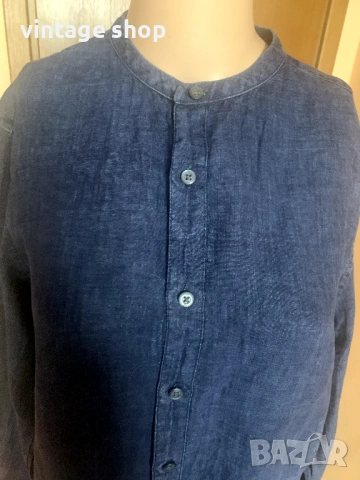 Мъжка риза цвят индиго Banana Republic, 100%лен, снимка 7 - Ризи - 53709368