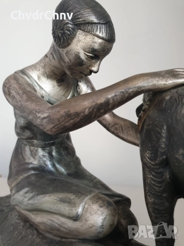 52см-6кг фигура на H.Fady/статуетка La Chasse Interrrompue/стара френска бронзова скулптура, снимка 9 - Антикварни и старинни предмети - 51455330