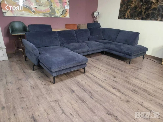 ПРОМОЦИЯ!!! Тъмно сив П - образен ъглов диван Carsten с ел. лежанка, снимка 2 - Дивани и мека мебел - 52827030