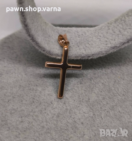Елегантен златен кръст – проба 585, лазерно клеймо, отлично състояние, снимка 3 - Колиета, медальони, синджири - 51870154