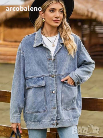 Модно дамско универсално свободно класическо дънково яке, 3цвята , снимка 12 - Якета - 42097370