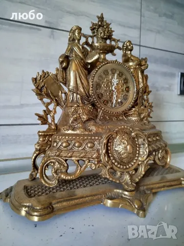 Бронзов Каминен Часовник със Свещник-70 Години Със Кварцов Механизъм Работи Перфектно , снимка 9 - Антикварни и старинни предмети - 48730927