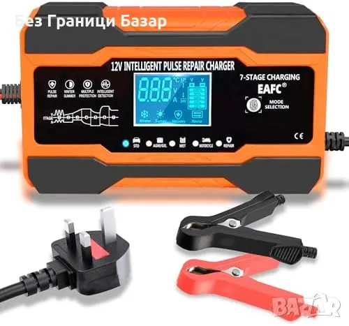 Ново Смарт зарядно 12V 12A за акумулатори – LCD дисплей, бързо зареждане