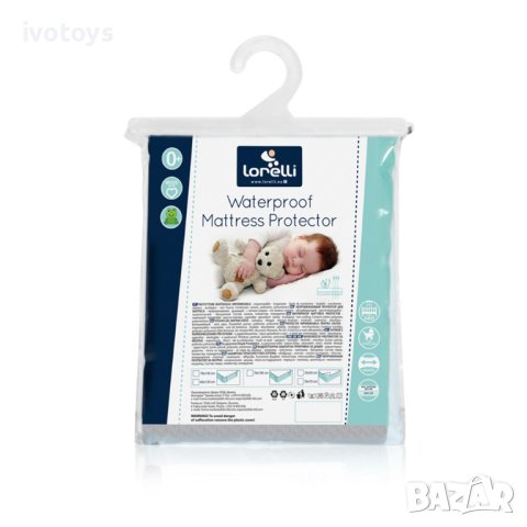 Непромокаем протектор за матраци/колички LORELLI, 70/100 см, С два ластика, Бял, снимка 1