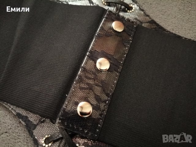 Черен корсет колан за талия с дантела и връзки - размер M-L, снимка 7 - Корсети, бюстиета, топове - 41015999