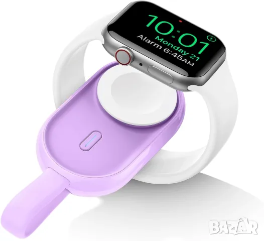 Преносимо безжично зарядно за Apple Watch 9/8/7/6/5/4/3/2/1/SE/Ultra-Purple, снимка 2 - Аксесоари за Apple - 49539698