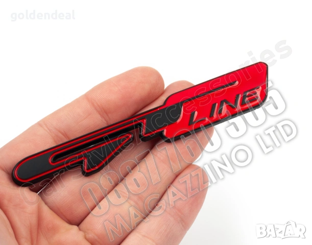 Емблема за Кия ГТ Kia GT Line Метална Черно и Черврено