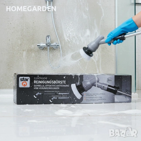 Водоустойчива електрическа почистваща четка с литиево-йонна батерия и регулируема дръжка, снимка 3 - Други стоки за дома - 53537123