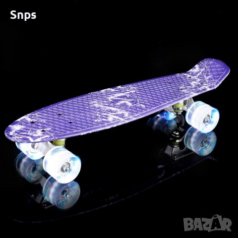 Детски ретро скейтборд WeSkate 55 см 9 сачмени лагери с PU LED светещи колела , снимка 2 - Други - 38764025