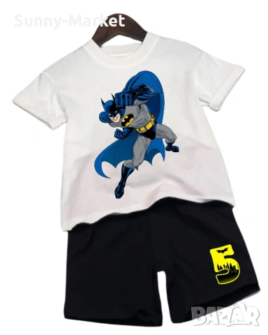 БАТМАН Детски екип комплект тениска + къси гащи + цифра за години, снимка 2 - Детски комплекти - 53757455