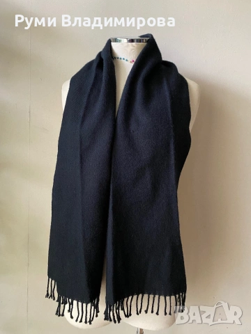 Мъжки, черен шал от 100 % вълна, снимка 3 - Шалове - 53209447