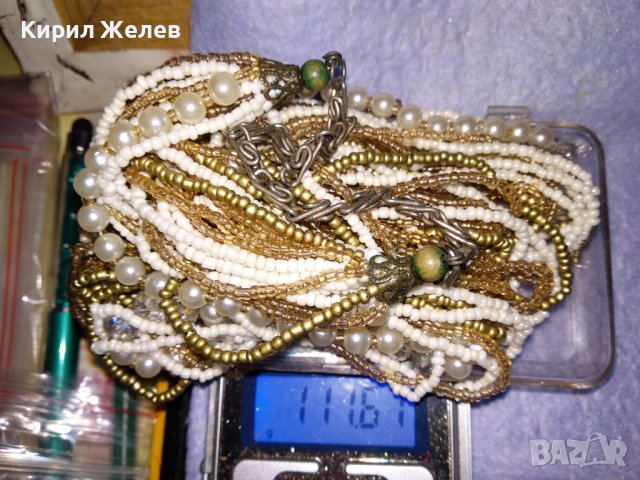 ВЕЛИКОЛЕПНА МЪНИСТЕНА ОГЪРЛИЦА ХИЛЯДИ РЪЧНО НИЗАНИ ЗВЕНА МЪНИСТА РЕТРО НАКИТ БИЖУ 34663, снимка 3 - Колиета, медальони, синджири - 39190546
