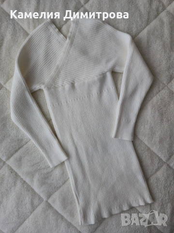 Елегантна дамска рокля в цвят екрю – по тялото, снимка 3 - Рокли - 53285346