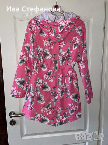Страхотно ново розово лятно яке ветровка с качулка флорален принт цветя , снимка 4 - Якета - 40256427