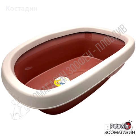 Пластмасова Котешка Тоалетна - 58см/39см/17см - Кафява разцветка