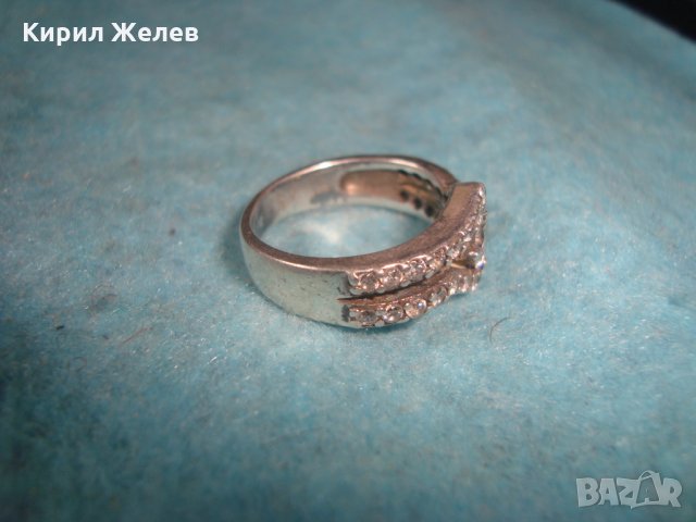 СТАР АНГЛИЙСКИ СКЪПОЦЕНЕН СРЕБЪРЕН АР НУВО ПРЪСТЕН СРЕБРО 925 с ФАСЕТИРАНИ ЦИРКОНИ 25836, снимка 9 - Пръстени - 35884667
