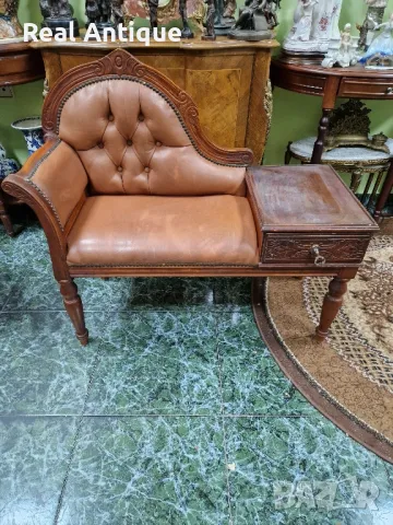 Страхотна антикварна английска салонна пейка , снимка 3 - Антикварни и старинни предмети - 48102857