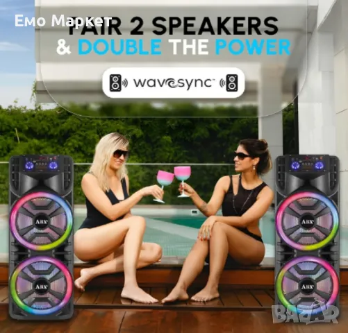 Караоке тонколона с два високоговорителя 2х12 инча XH-1689, снимка 8 - Bluetooth тонколони - 49276383