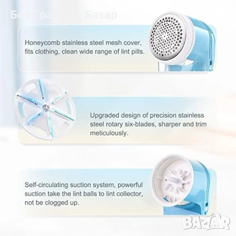 Нова Електрическа машинка за мъх текстил дрехи USB 1400mAh батерия, снимка 7 - Други стоки за дома - 53155803