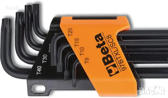 Комлпект ключове Г-образни TORX с обла глава (8 бр) дълга серия, 97BTXL/SC8, Beta Tools, снимка 3 - Ключове - 49265462