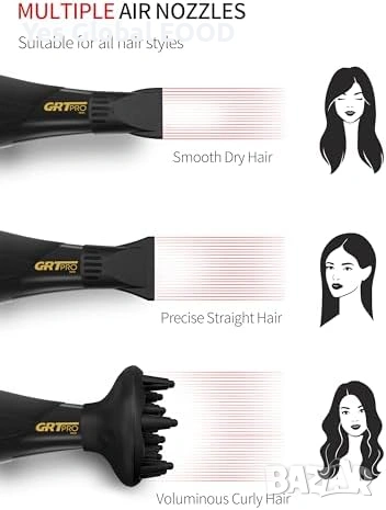 Професионален сешоар 3500W йонен с дифузер, снимка 7 - Сешоари - 53508767