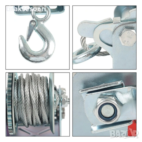 600 LBS Ръчна лебедка 250 кг със стоманено въже 8 метра и спирачка, снимка 4 - Аксесоари и консумативи - 53576876