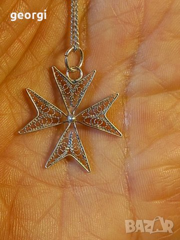 Сребърно колие със сребърен кръст филигран, снимка 3 - Колиета, медальони, синджири - 39121943