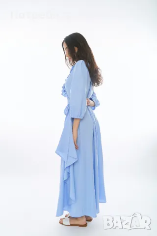 Ленена Рокля Sea - Небесно Синя, снимка 2 - Рокли - 49723518