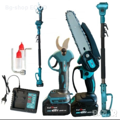Комплект 3в1 KRAFTROYAL акумулаторна лозарска ножица, верижен трион и телескопичен прът 36V 8Ah , снимка 7 - Други инструменти - 53743000