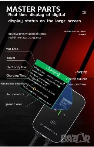 офесионална SMART зарядна станция Type 2 22kW 32A WiFi RFID 5м, снимка 5 - Аксесоари и консумативи - 55878725