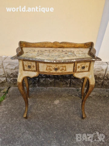 Рядка антикварна италианска флорентиска дървена конзола , снимка 2 - Антикварни и старинни предмети - 53757430