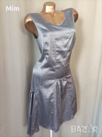 М Сатенена оловно сива рокля , снимка 6 - Рокли - 41096315