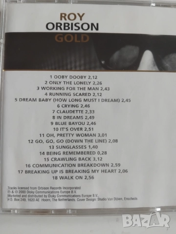 Roy Orbison – Roy Orbison Gold - оригинален диск музика, снимка 2 - CD дискове - 52842094