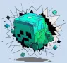 Minecraft Майнкрафт Крийпър Creeper малък самозалепващ стикер лепенка за стена или гардероб, снимка 1
