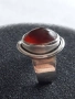 Стар сребърен пръстен с кехлибар, снимка 3
