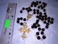 СТАРА РИМОКАТОЛИЧЕСКА МОЛИТВЕНА ОГЪРЛИЦА БРОЕНИЦА с ЖЕЛЯЗНО КРЪСТЧЕ с ПОЗЛАТА и КРИСТАЛИ ИКОНА 37224, снимка 7