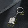 409 Ключодържател Роза в сребристо медицинска стомана цвете безплатна доставка подарък бижута, снимка 4