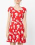 СТРАХОТНА  червена рокля на цветя с леко отворен гръб, снимка 1 - Рокли - 40285949