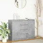 vidaXL Бюфет с чекмеджета, бетонно сив, 100,5x35x76см, инженерно дърво, снимка 2