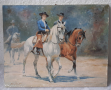 красив стар принт на картина с коне, снимка 1 - Картини - 36448037