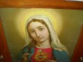 Винтич голяма  Икона рисувана на стъкло В стара Дървена рамка , снимка 5