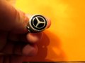 старинен мъжки сребърен пръстен на голямата марка за автомобили Мерцедес, Mercedes-Benz - солидна кр