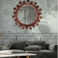 Кръгло, голямо, дизайнерско ръчно изработено огледало за стена., снимка 6 - Огледала - 39624698
