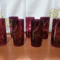 Ретро стъклени чаши цветно стъкло , снимка 1 - Антикварни и старинни предмети - 44343962
