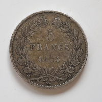 5 франка Луи Филип 1844 BB, снимка 1 - Нумизматика и бонистика - 44214663