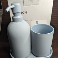 Комплект за баня IKEA GANSJON от керамика, 3 части, снимка 2 - Други стоки за дома - 44482960