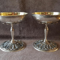 КРАСИВИ Чаши чаша сребърни с позлата за вино и шампанско 19 век, снимка 3 - Антикварни и старинни предмети - 36281299